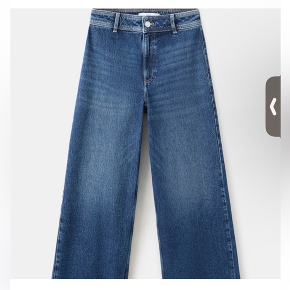 NWT Mango High Waisted Wide-Leg Coulotte Blue Jeans sz 14 - Picture 7 of 7